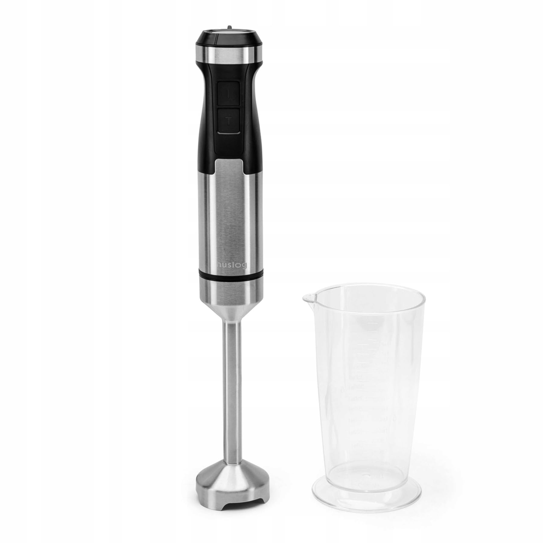 huslog Hand Blender 1000 W, 20 Speeds + Turbo, Ice Chop Function, Stainless Steel Blades, 700 ml Measuring Cup and Mixer, Ideal for Soups, Smoothies and Sauces, Black/Silver