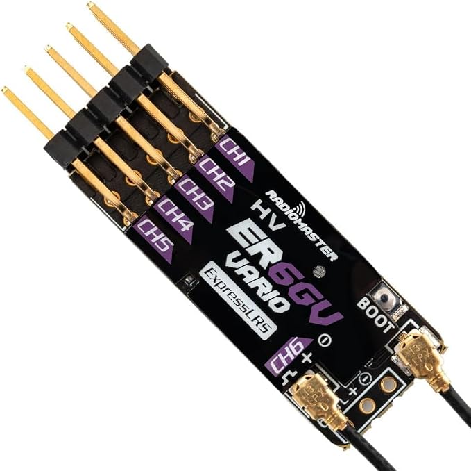 RadioMaster ER6G ER6GV Slim ExpressLRS CRSF PWM Dual Antenna RC Receiver for Fixed-Wing Aircraft Gliders (ER6GV) image 3