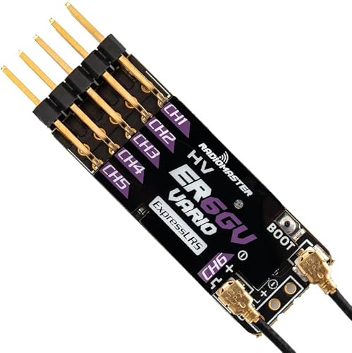 Xiangtat RadioMaster ER6G ER6GV Slim ExpressLRS CRSF PWM Dual Antenna RC Receiver for Fixed-Wing Aircraft Gliders (ER6GV)