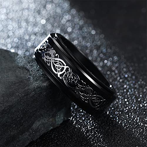 Image of HIJONES Unisex Carbide Fiber Celtic Dragon Spinner Ring Stainless Steel Wedding Spins Band