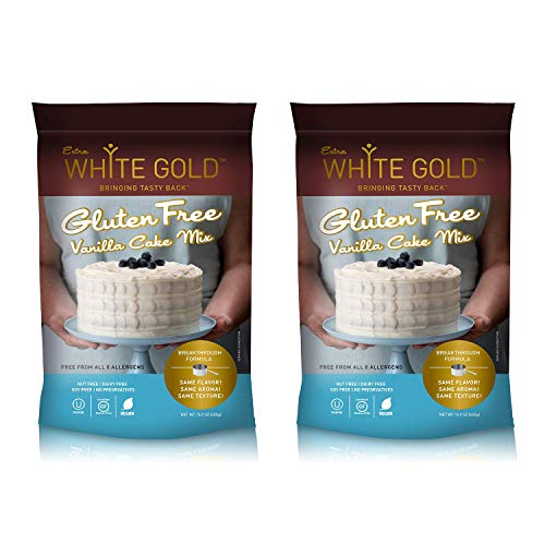 Extra White Gold Gluten Free Vanilla Cake Mix  For Cake Cupcakes Desserts  [Kosher] [Gluten Free] [Vegan] [Soy Free] [Nut Free] [Dairy Free]  15.9 Ounces (2 pack)
