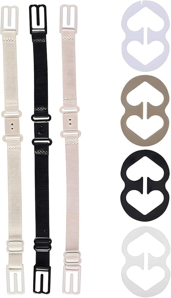 Image of Bra Strap Clips,12 Bra Clips and Bra Straps Holder Women's Black,White,Beige for Full Cup Size