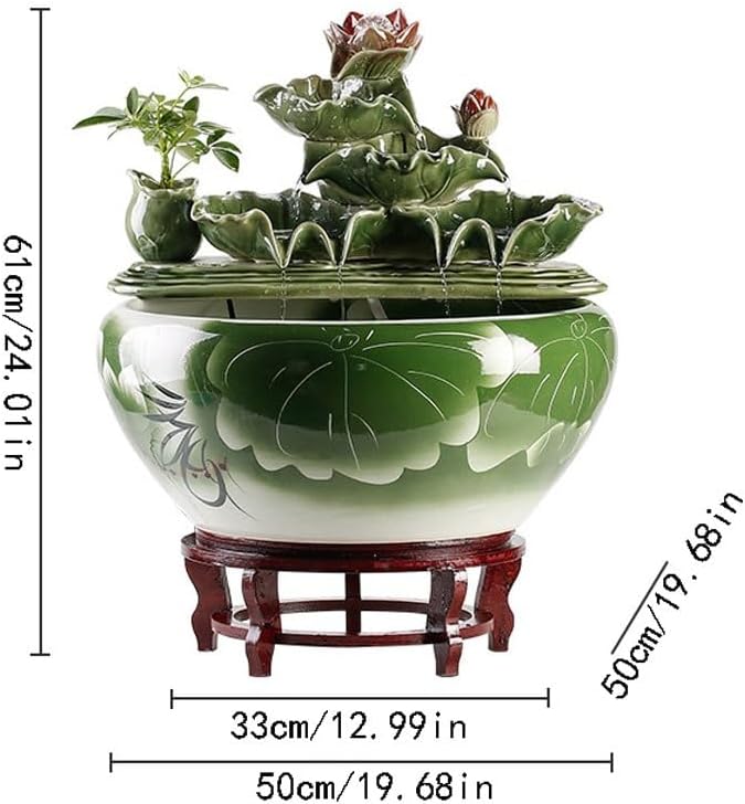 Indoor Small Water Fountain Circulating Water Ceramic Fish Tank Ornaments Home Living Room Decoration Desktop Fountain Desk Fountain Ornaments Indoor Waterfall Feature Tabletop Fountains Feng Shui Dec