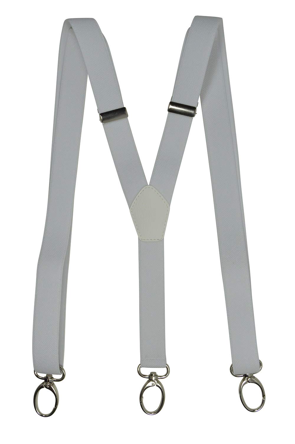 Olata Y-Shape Skinny Style Unisex Braces/Suspenders with Carabiner Clips - 2.5cm. White