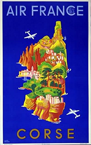 Affiche Air France Corse vintage L. Boucher 1949 poster deco 50X70