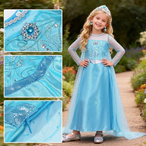 Vestido de Princesa de Nieve para Niñas con Peluca miniatura 5