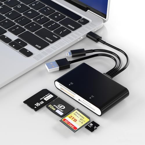 Adaptador Memory Stick Pro Duo, lector de tarjetas SD/TF/MS/XD, lector de tarjetas XD para USB C/Lightning/USB A, lector de tarjetas multiSD para iPhone 17/16/15/14/13/12/11/iPad/Mac/Android/portátil