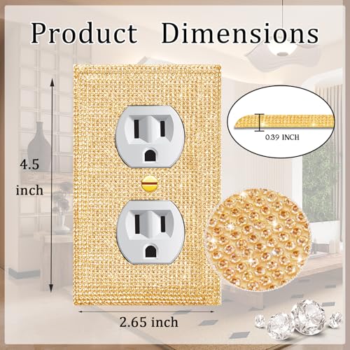 Image of 2 Pcs Shiny Golden Rhinestones Switch Plates And Outlet Covers Wall Plates Light Switch Cover Decorative Outlet Covers