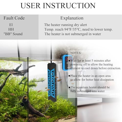 Image of MagTool Aquarium Heater, 100W-1200W Submersible Fish Tank Heater for 40-55-75-94 Gallon Tank with Over-Temperature Protection & Automatic Power-Off with Digital Controller for Freshwater & Saltwater
