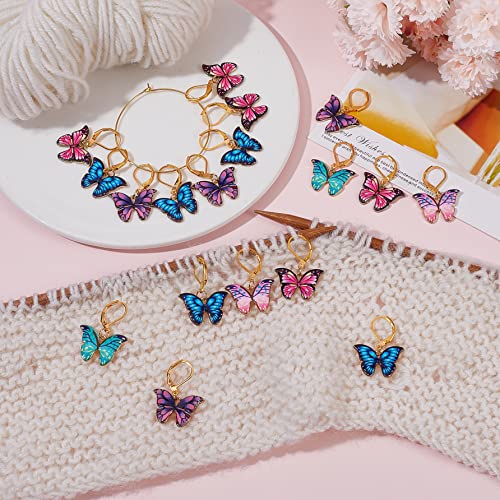 SUNNYCLUE 1 Box 20Pcs Stitch Marker Charms Stitch Markers Crochet Butterfly Enamel Cute Removable Leverback Clasp Charm Locking Metal Knitting Markers for Weaving Sewing Knit Quilting DIY Zipper Pull - Image 4
