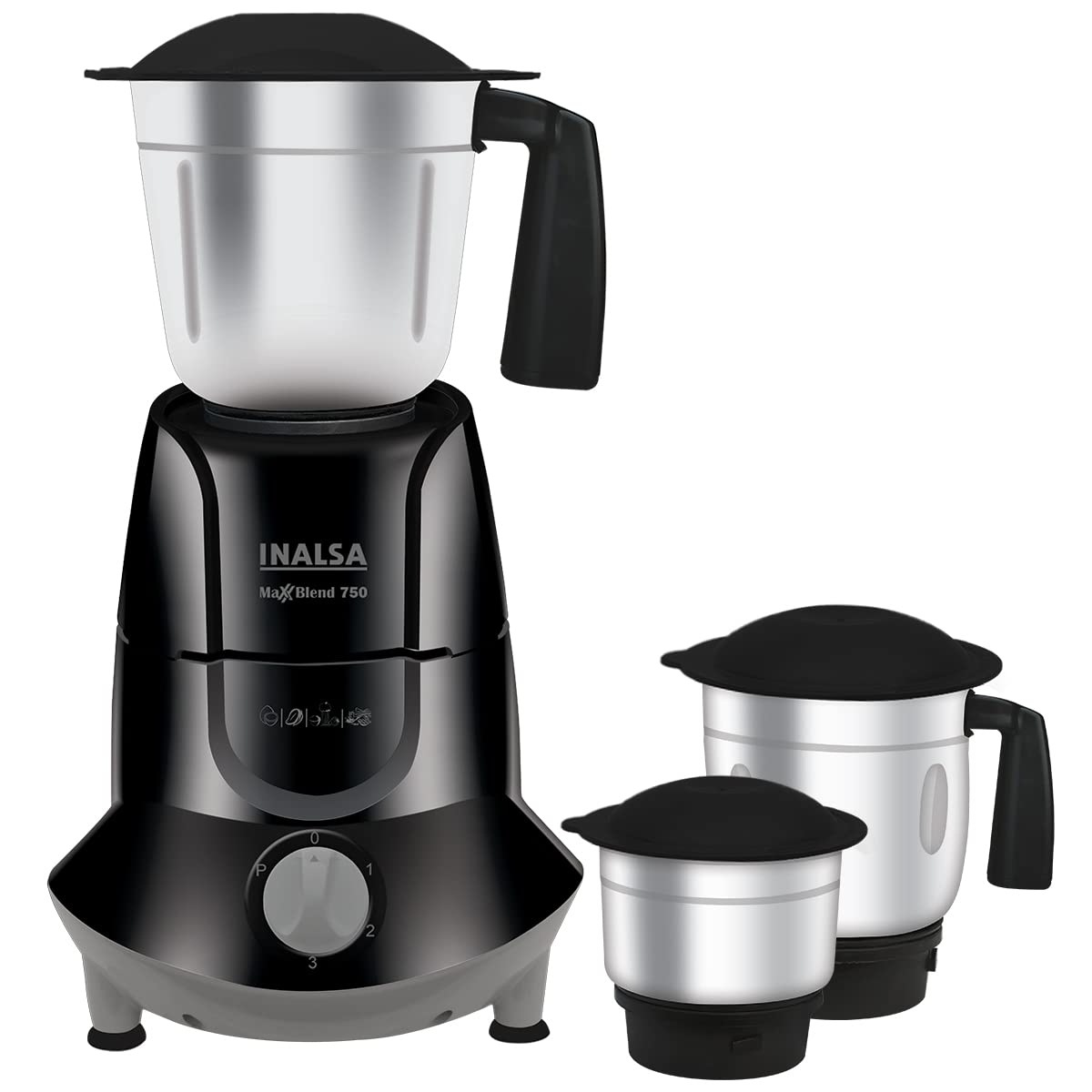 INALSA Mixer Grinder 750Watt- MaxxBlend 750 with 3 Stainless Steel Jars (For Dry Grinding, Wet Grinding, Chutneys, (Black/Grey)-picture-32