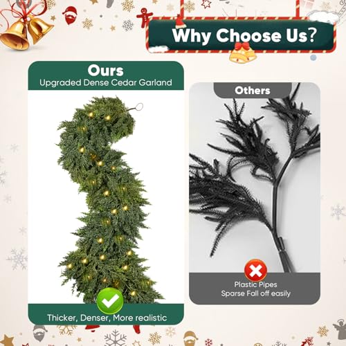 6-Ft Lighted Christmas Cedar Garland - 23.99 w/ Code + 40% Off Code 8VWHVJO8 - image 4