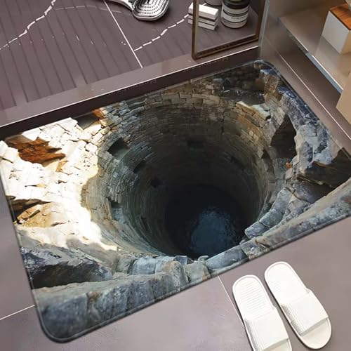 AVSMGP 3D Optical Illusion Rugs, Realistic Front Door Mat Square Low Pile Carpets for Indoor/Outdoor Living Room Bedroom Dining Room,Home Decor,E,80x120cm/2'7"x3'11"