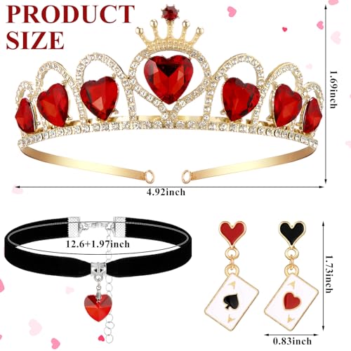 4 Pcs Queen Costume Accessories Poker Card Evening Clutch Heart Crown Earring Necklace Halloween Heart Queen Costume2