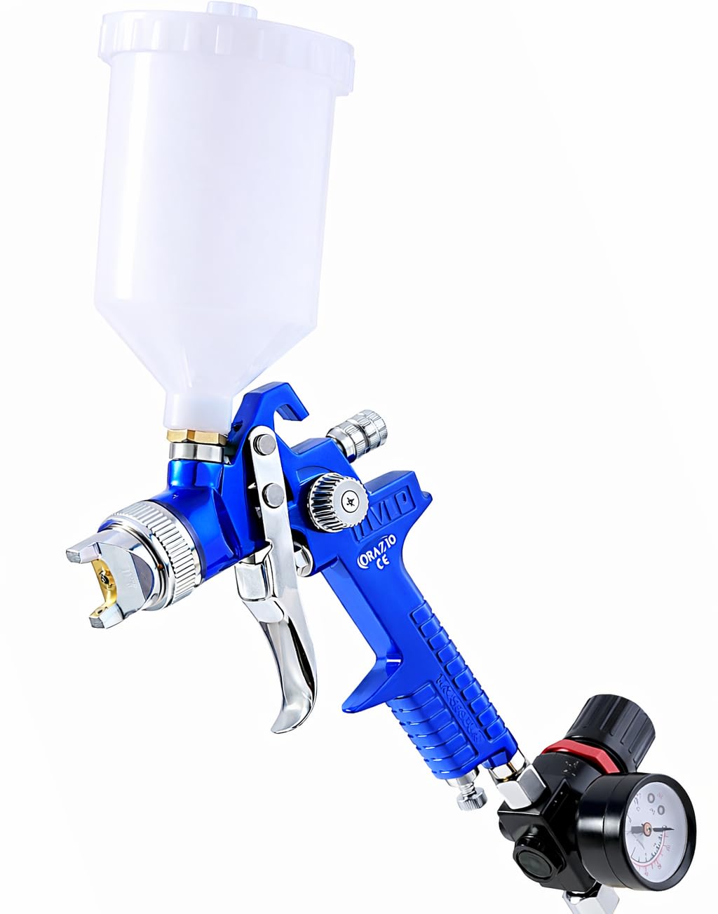 ORAZIO HVLP Paint Spray Gun Gravity Feed 2.0mm Copper Nozzle 600CC Paint Sprayer with Air Pressure Regulator for Vehicles Furniture Fence Surface Coating Decorating 22142120