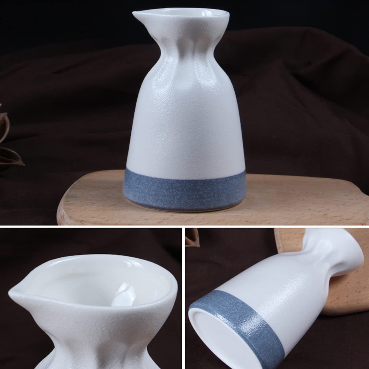 Set da 6 pezzi per sake, set di tazze per sake in ceramica tradizionale giapponese con glassa a fiocchi di neve con pentola riscaldante, design elegante, miglior regalo per tazze di famiglia e amici