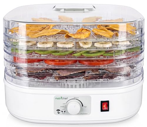 Nutrichef Food Dehydrator Machine | Dehydrates Beef Jerky, Meat, Food, Fruit, Vegetables & Dog Treats | Great For At Home Use | High-Heat Circulation for Even Dehydration | 5 Easy to Clean Trays