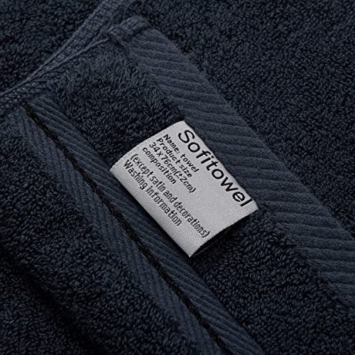 Luxury Premium Bath Towels Set Turkish Plush Towel Sets 2 Bath Towels, 2 Hand Towels, 2 Washcloths Highly Absorbent Black #TOP6