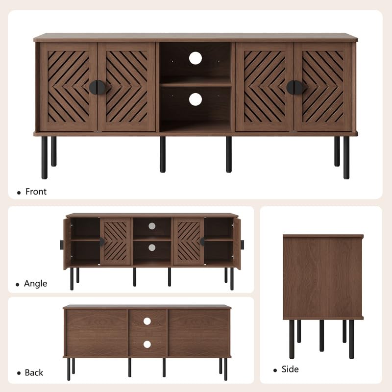 Image of ARTPOWER 55 inch TV Stands, Entertainment Center with Storage, Brown