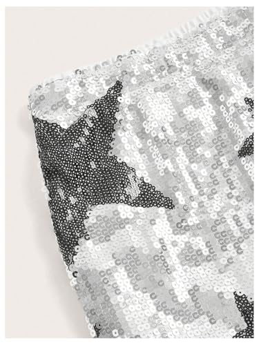 WDIRARA Women's Sparkly Sequin Bodycon Mini Skirt Low Rise Star Graphic Party Club Rave Skirts Silver X Large3