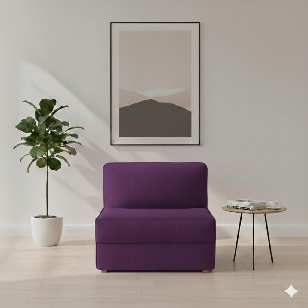 PUM PUM 24-Inch Single Seater Sofa Cum Bed | Foldable Floor Sofa with EPE Foam | Lightweight & Compact Convertible Couch for Home & Guests,Purple-image-34