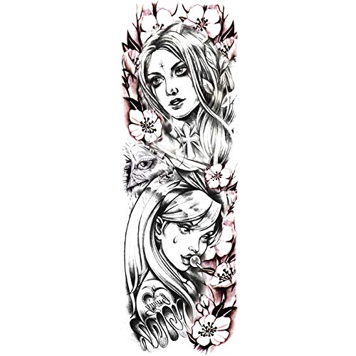 TAFLY Temporary Tattoos Full Arm Extra Large Waterproof Body Art Transfer Tattoos Sticker Black for Women 2 Sheets