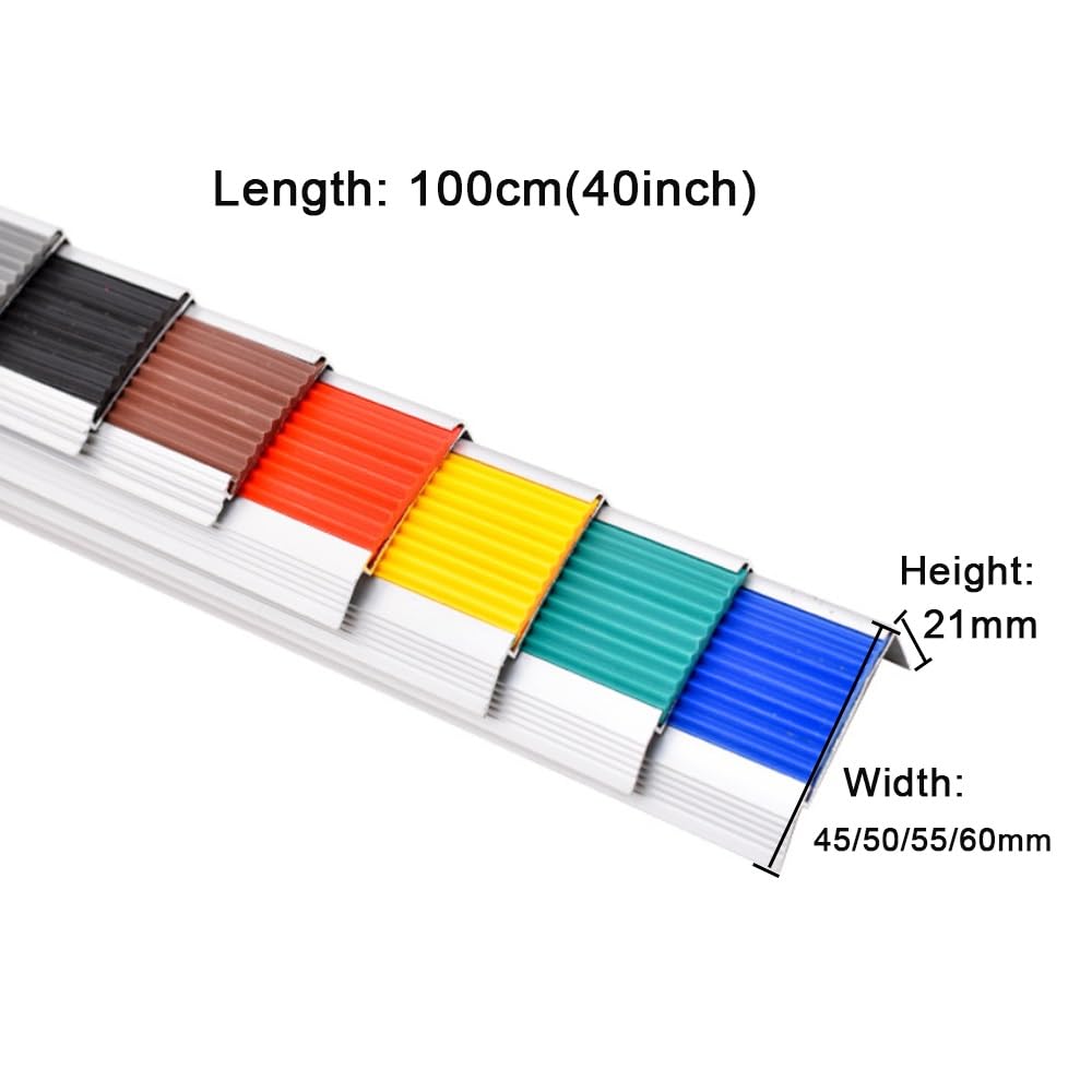 Striscia antiscivolo in vinile per scale, 101,6 cm, in gomma e alluminio, per la sicurezza, ideale per anziani e bambini (rosso, 4,6 cm di larghezza)