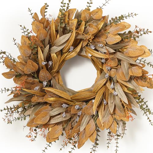 26 Fall Wreath with Eucalyptus & Berries for Front Door Outdoor Decor