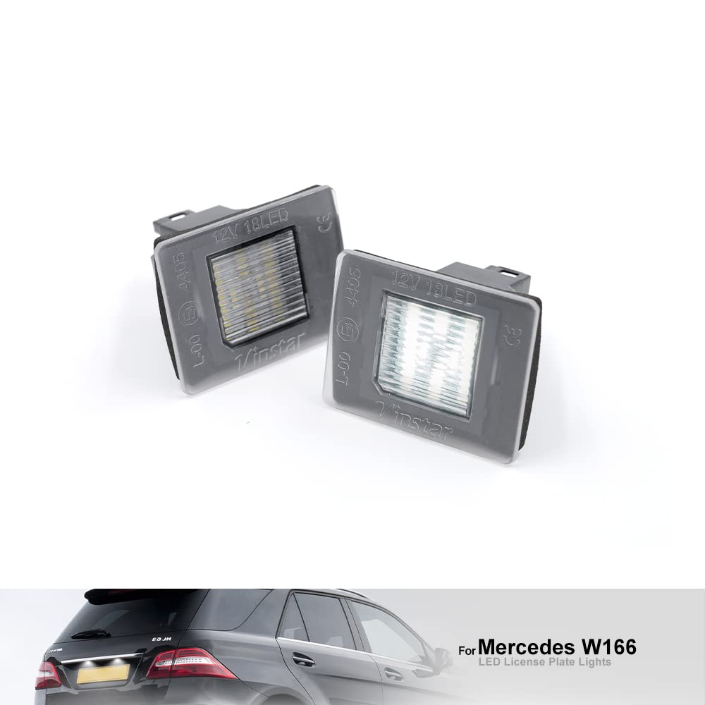Set Di 2 Luci Targa A LED Per Mercedes-Benz Classe A/B/C/E/GLA/GLK - Sostitutive T10 W5W, 2.8W, 12-30V, Plug And Play, Bianco, Senza Errori
