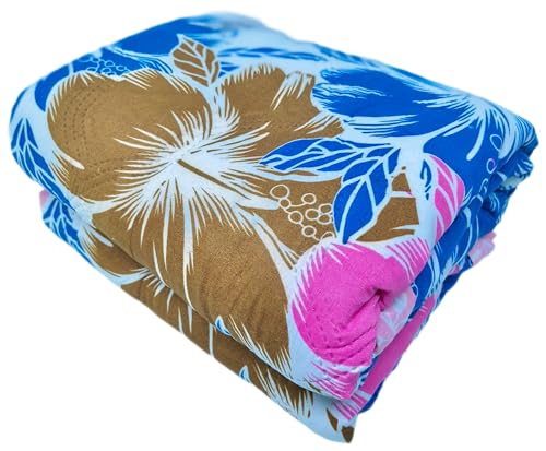 SwadeshiZon Reversible AC Comforter Single Bed Size | Lightweight Summer Quilt | Soft Microfiber 3-Layered Blanket | Ultrasonic Quilting | Cotton Feel | (Pink Blue Brown Flower, Single Bed)
