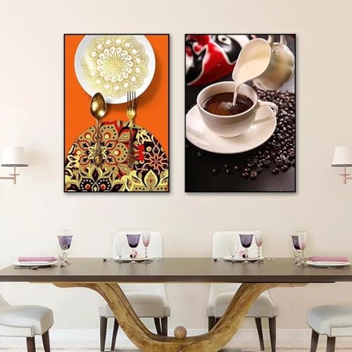 Toile murart cuisine salon affiche jaune et noire gobelet champagne café 60x90 cm