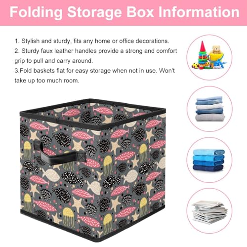 Boîte de rangement pliable en tissu rose et noir pour placard