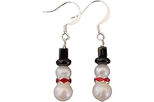 Snowman-Shaped Freshwater Pearl Earrings: A Festive and Elegant Accessory