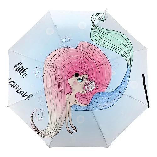Paraguas De Viaje Automático Sirena Paraguas Plegable Antiviento Para Hombre Y Mujer
