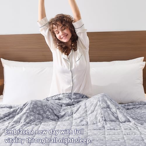 Image of yescool Weighted Blanket for Adults (15 lbs, 48 inch x 72 inch, Dove Grey) Cooling Heavy Blanket for Sleeping Perfect for 140-160 lbs, Twin Size Breathable Blanket with Premium Glass Bead, Machine Washable