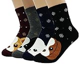 JJMax Women's Cats and Dogs Crew Socks Set Chihuahua, Toy Poodle, Beagle, Schnauzer