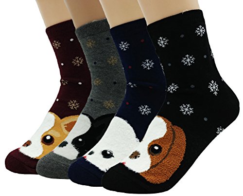 Jjmax Women's Cats And Dogs Crew Socks Set Chihuahua, Toy Poodle, Beagle, Schnauzer #TOP13