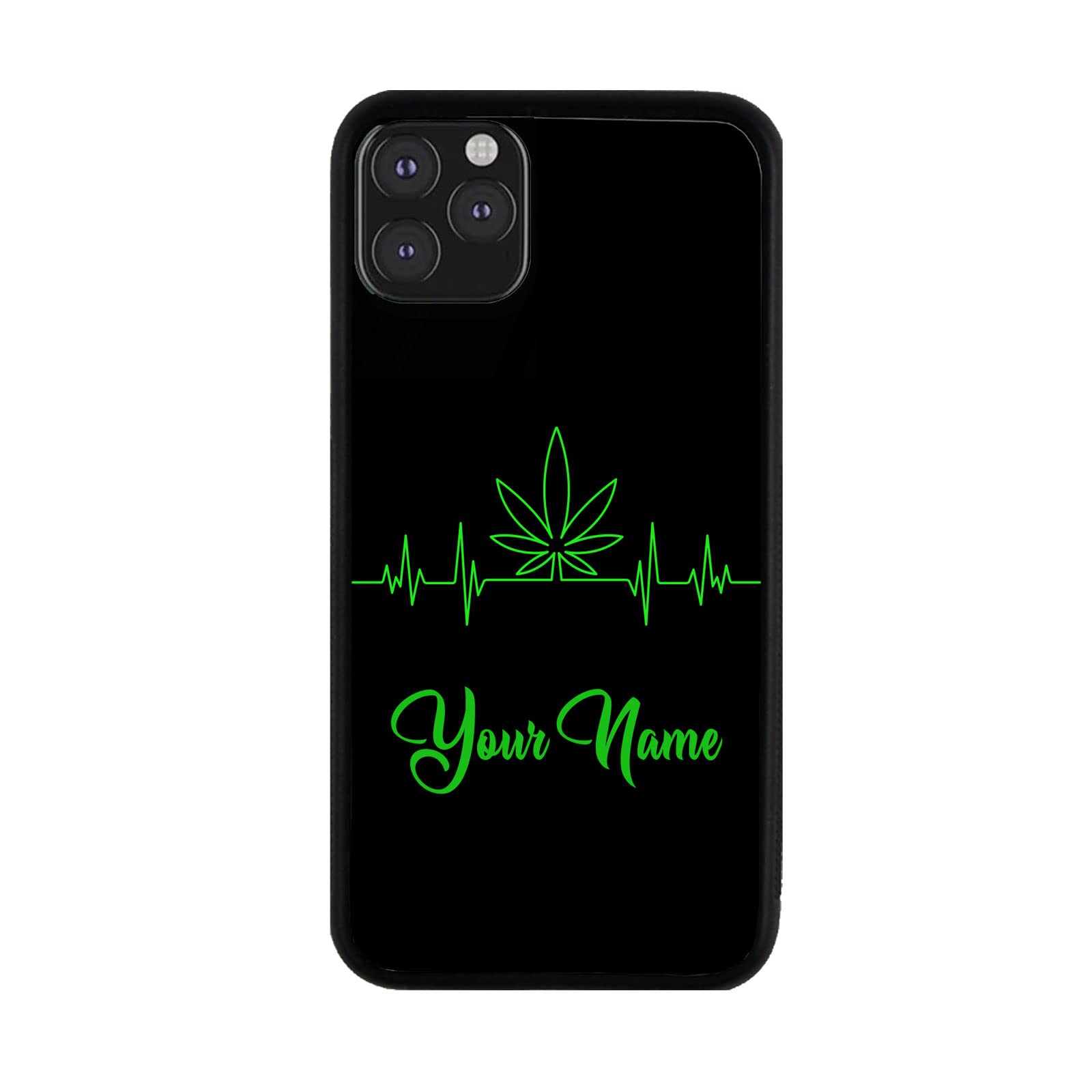 Bleu Reign Personalized Phone Case for iPhone Smoker Marijuana Weed Gives Me Life Heartbeat, iPhone 5 to 15 (Add Custom Name)