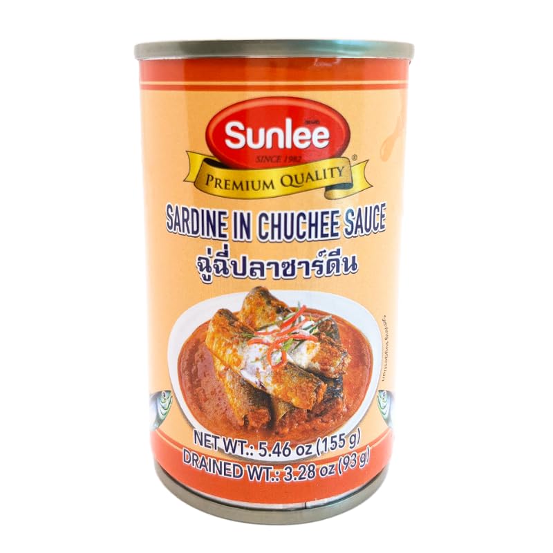 Sunlee Sardine in Thai Curry 5.5 Oz Pack of 8 (Choose your Flavors)
