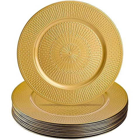 DEAYOU 12 Pack Gold Beaded Charger Plates Cover