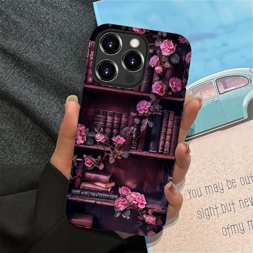 DAIZAG Case for iPhone 15 Pro,Vintage Bookshelf Rose Mixed 2 Layer Design Shockproof Soft TPU Ddouble Protection Phone Case for iPhone 15 Pro - image 6
