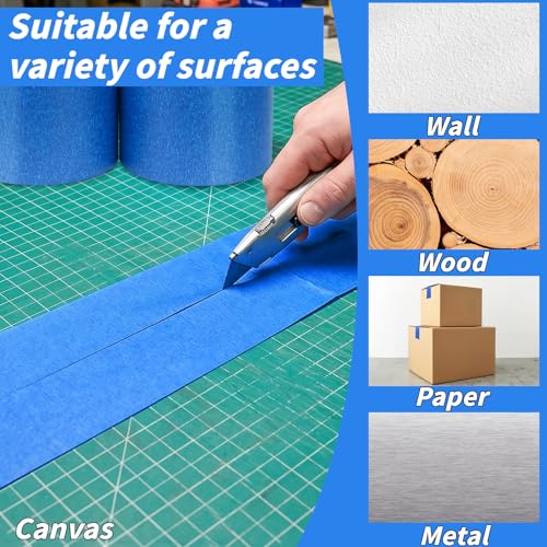 Image of Oleitodh 22 Rolls Blue Painters Tape Bulk 2 inch x 55 Yards, Painters Masking Tape No Residue Wall Painting Tape Artist Tape Trim Edge Finishing Tape for Wall Painting Decoration DIY Supplies