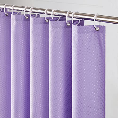 Furlinic Rideau de Douche,Mauve,150x180cm,Anti Moisissure,Tissu Polyester,Imperméable,Épais,Rideaux Baignoire Lavable,10 Crochets,Lesté,Gaufre