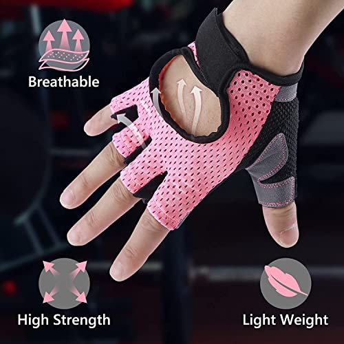 Cthoper Weight Lifting Gloves For Men Women Gym Gloves With Anti Slip Palm Protection Breathable Gloves For Workout Training，Fitness,Hanging, Pull Up, Cycling, Exercise (M, Pink) #TOP2
