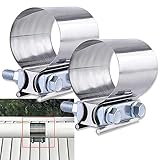 gunhunt 2 PCS Exhaust Pipe Clamps, Stainless Steel Exhaust Muffler Clamp, Joint Band Clamp, Universal Pipe Repair Parts, Exhaust Pipe Fixer (Silver #2In)