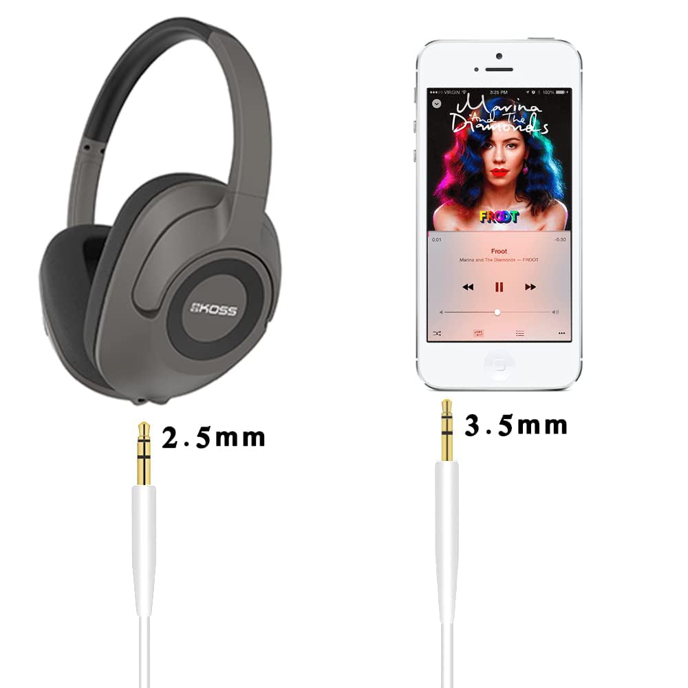Câble de remplacement audio stéréo pour casque Bose oe2 / oe2i / AE2 / QC25 QC35, connecteur 3,5 mm – 2,5 mm (Blanc)