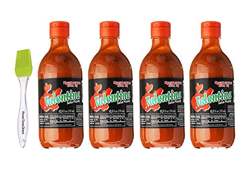 amazon com valentina black label extra hot hot sauce 12 5 oz pack of 4 bundle with primetime direct silicone basting brush in a ptd bag grocery gourmet food