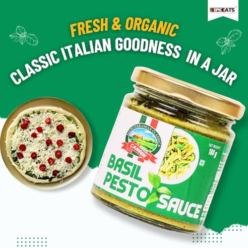 Image of CANEEN Basil Pesto Sauce - | Authentic Italian Recipe, Ready to Use, Perfect for Pasta, Sandwich,wraps|Simple Meals and Sides Creamy Pesto| Italian Toppings Sauce