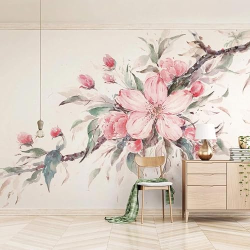 Estudio, Sala De Estar, Fondo, Papel Pintado, Flores Rojas, Ramas, Paisaje, Mural 3D, Decoración De Pared Para El Hogar-300Cm×210Cm