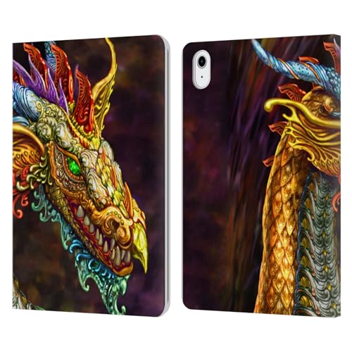 Coque iPad Air Myles Pinkney housse étui portefeuille cuir Dragon Argenté